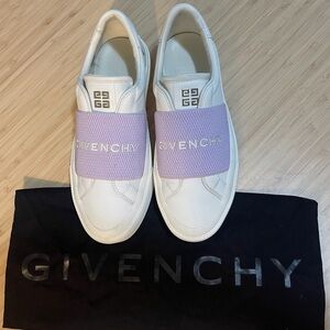 Givenchy White Sneakers with Lavender Strap